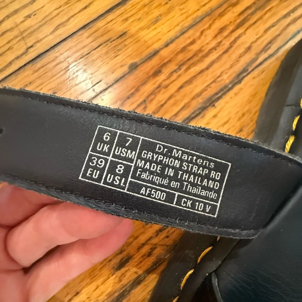 Rick Owen’s Dr. Martens Black Leather Buckle size 8 fits women 9 Sandals - Picture 6 of 7